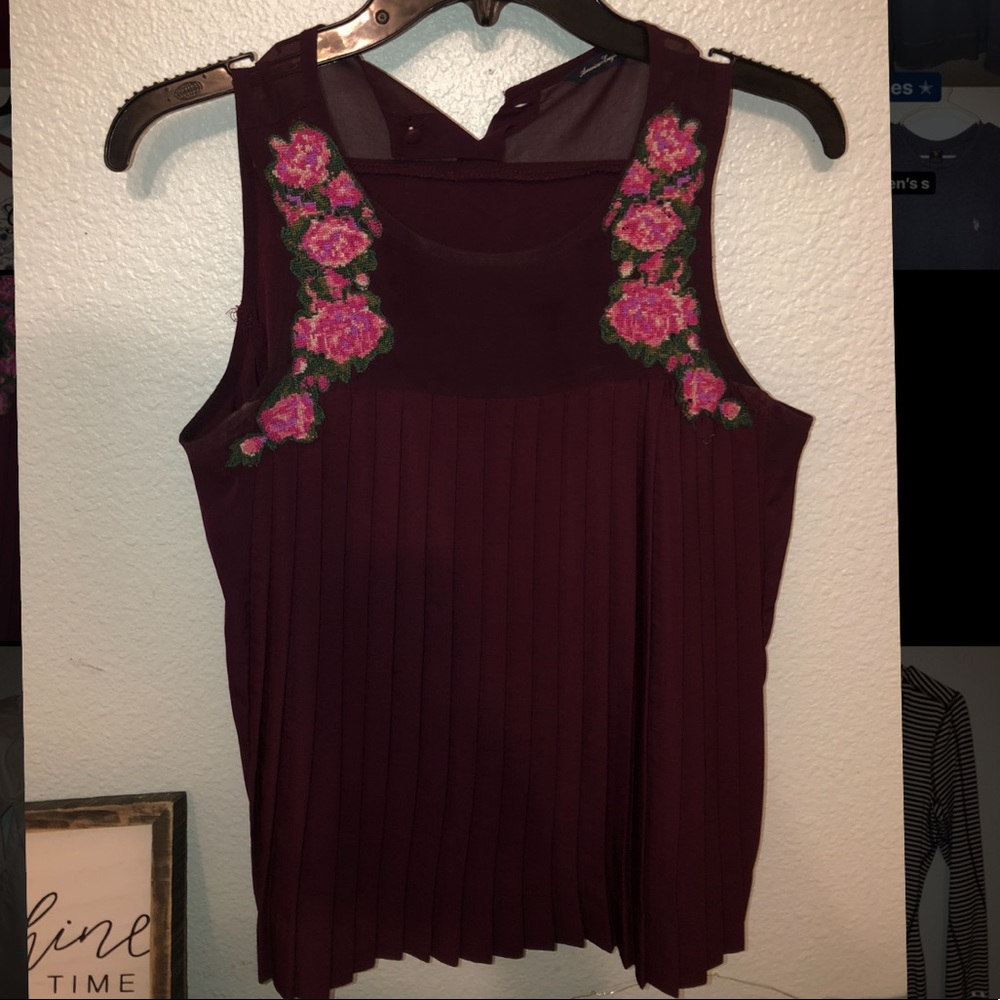 pleated floral tank (s)